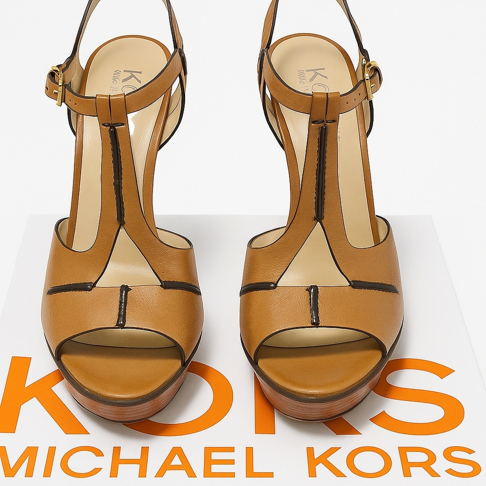 Michael Kors Tan and Black Leather Heels